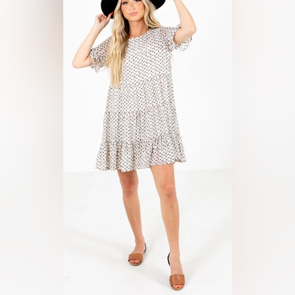 JODIFL Wander Cream Patterned Mini Dress | New No Tags | Size M - Picture 5 of 13